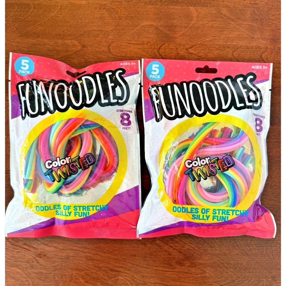 Lot Of 2 Funoodles Color Twisted Stretch Fidget Sensory Toys 5 Pack 8ft New
